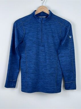Kuhl Youth Boys Heathered Blue Alloy 1/4 Zip Lightweight Sweater Size M; Active